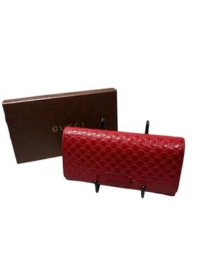 Gucci Microguccissima Soft Margaux Continental Wallet Cherry Red Leather Box